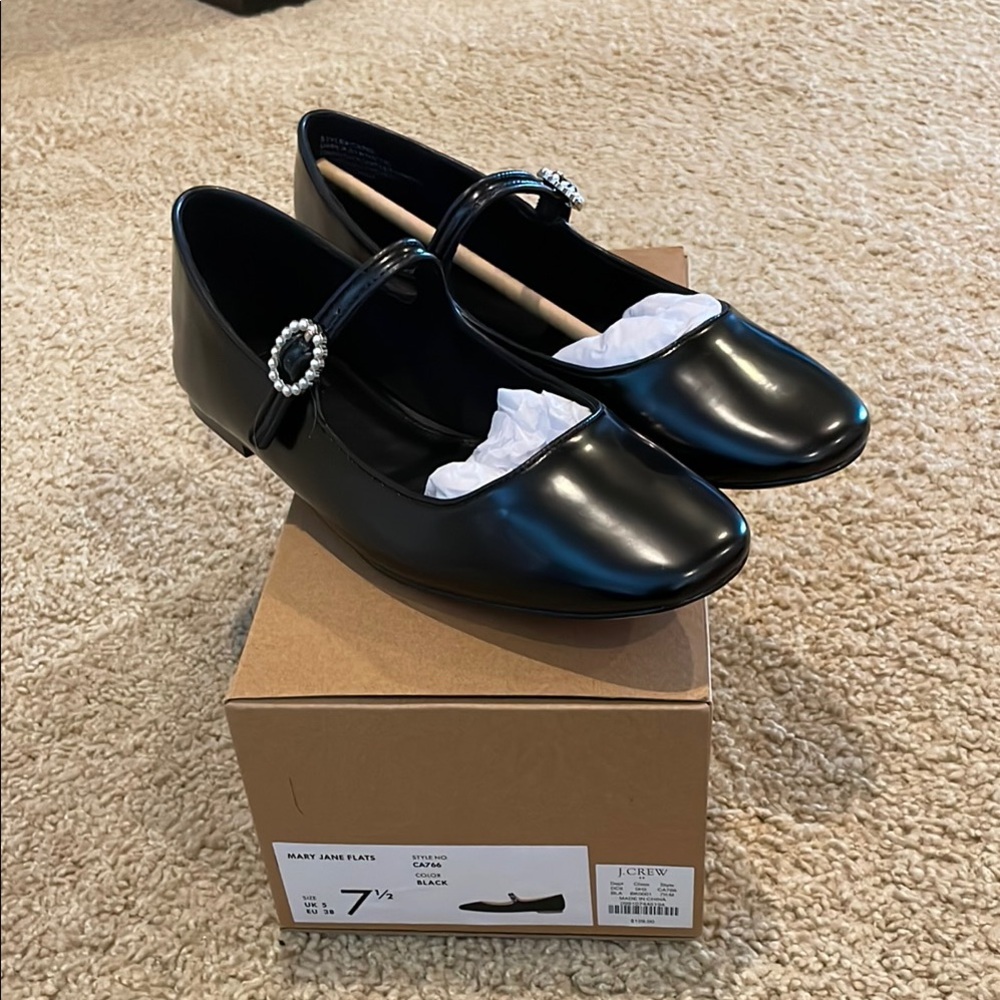 J.Crew Black Mary Jane Flats